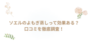 ソエル よもぎ蒸し 効果